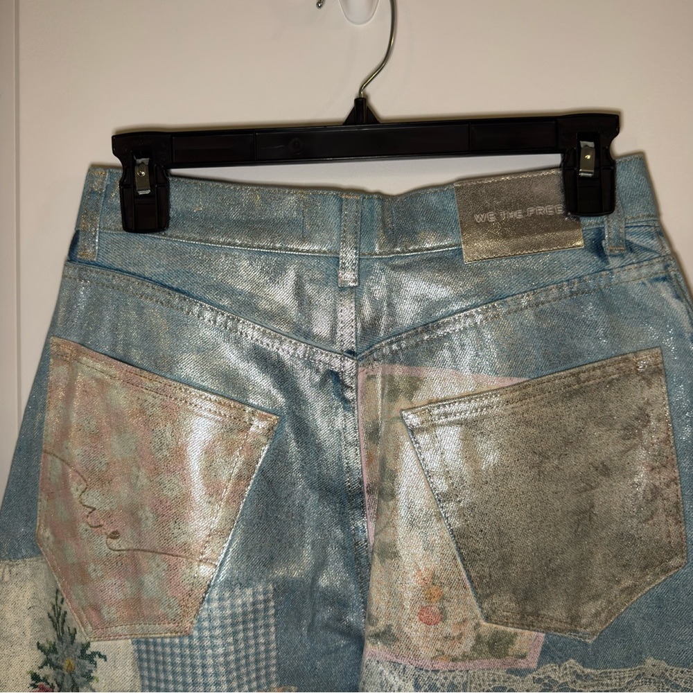 Free People We The Free Illusions Printed Relaxed Jeans in Sky Combo - Picture 12 of 16